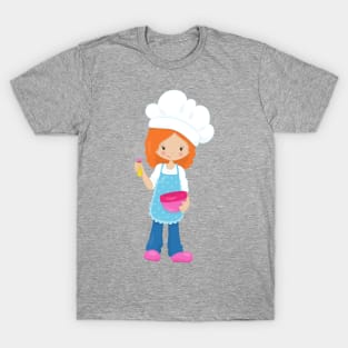 Baking, Baker, Pastry Chef, Cute Girl, Orange Hair T-Shirt